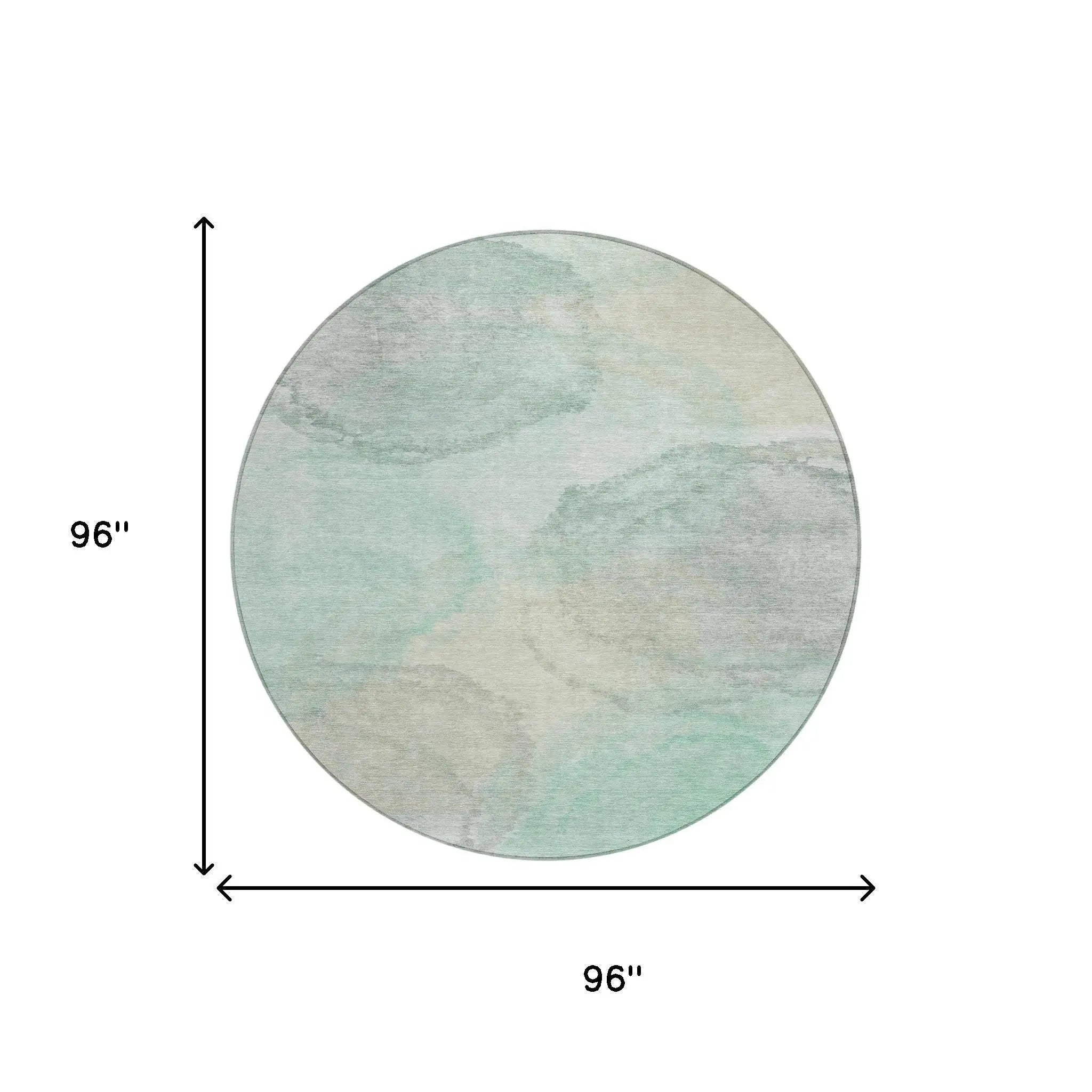 8' Mint Green And Teal Blue Round Abstract Washable Indoor Outdoor Area Rug Homeroots Outdoor