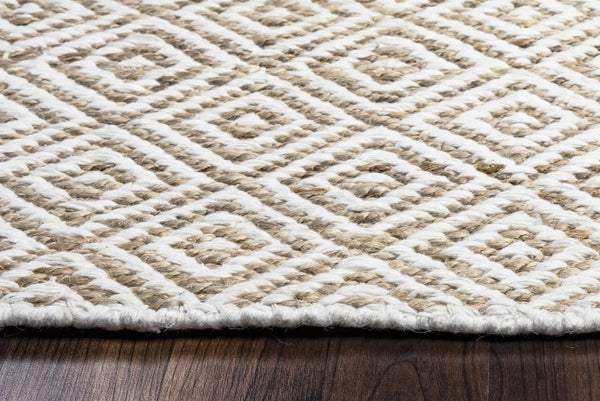 8' Natural And Beige Wool Geometric Hand Woven Area Rug Homeroots Home Decor