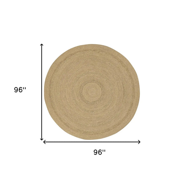8' Natural And Brown Round Handmade Indoor Outdoor Area Rug Homeroots Outdoor