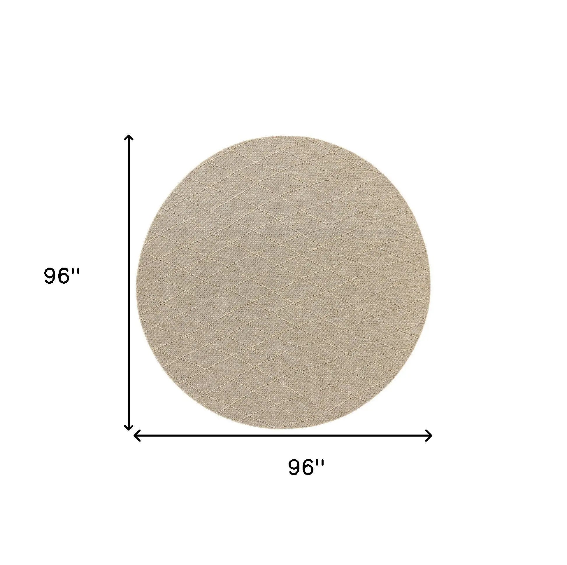 8' Natural And Light Brown Round Geometric Indoor Outdoor Area Rug Homeroots Outdoor
