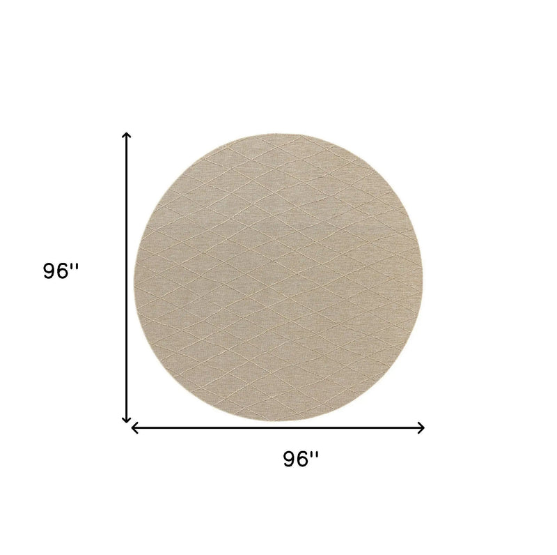 8' Natural And Light Brown Round Geometric Indoor Outdoor Area Rug Homeroots Outdoor