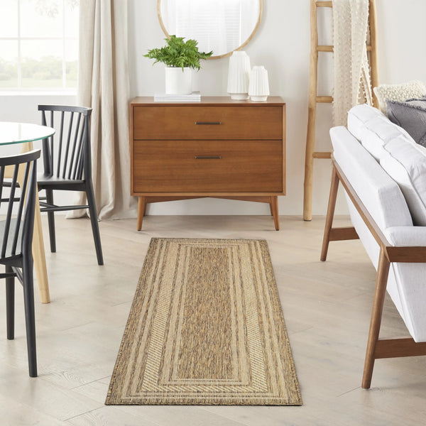 8' Natural Geometric Indoor Outdoor Runner Rug Homeroots Outdoor