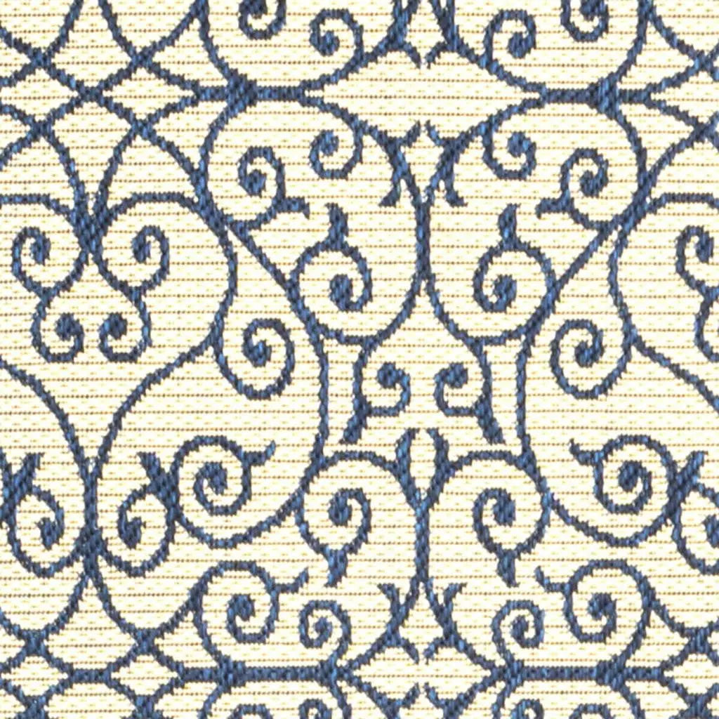 8' Navy Blue And Beige Geometric Indoor Outdoor Runner Rug Homeroots Outdoor