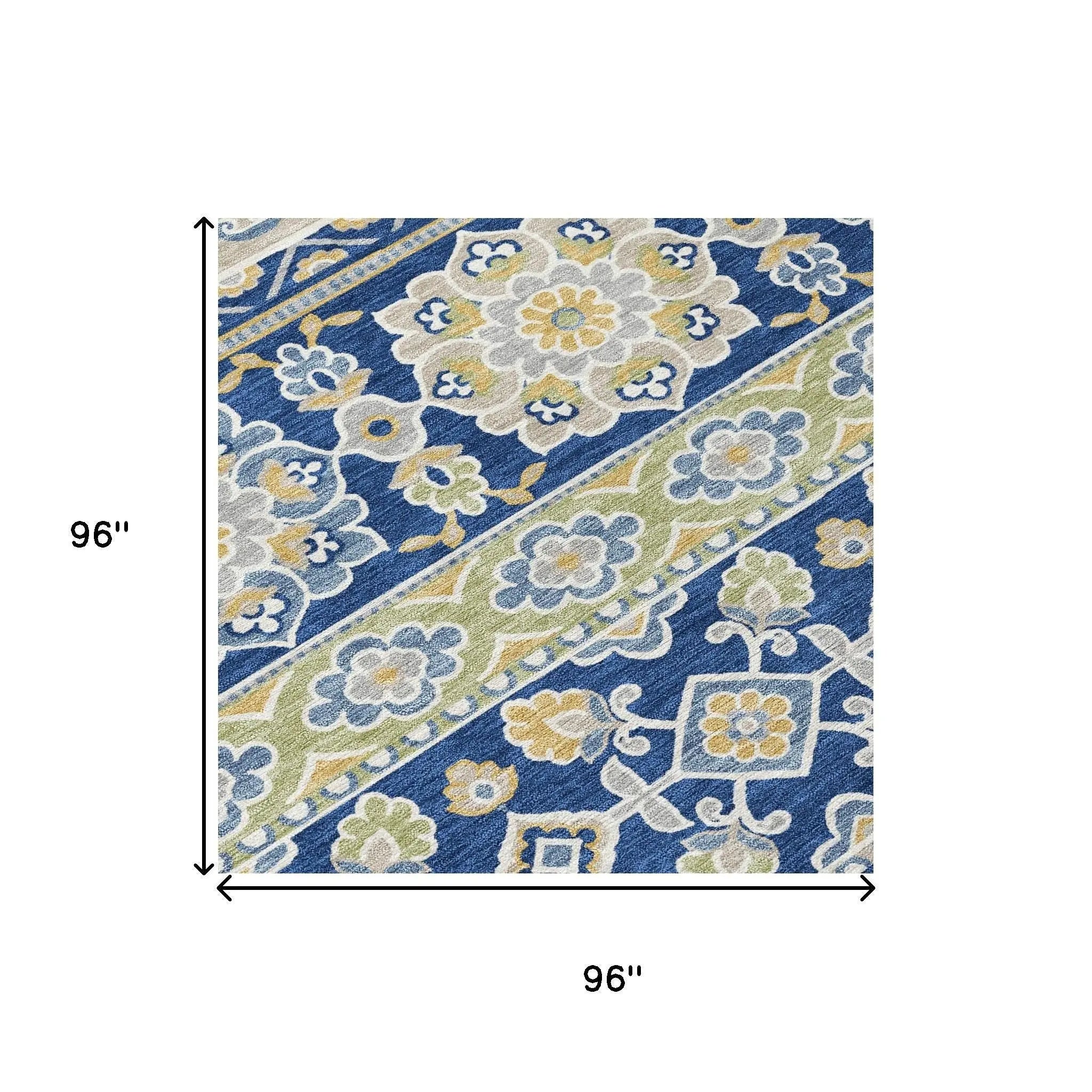 8' Navy Blue And Beige Round Tribal Washable Indoor Outdoor Area Rug Homeroots Outdoor