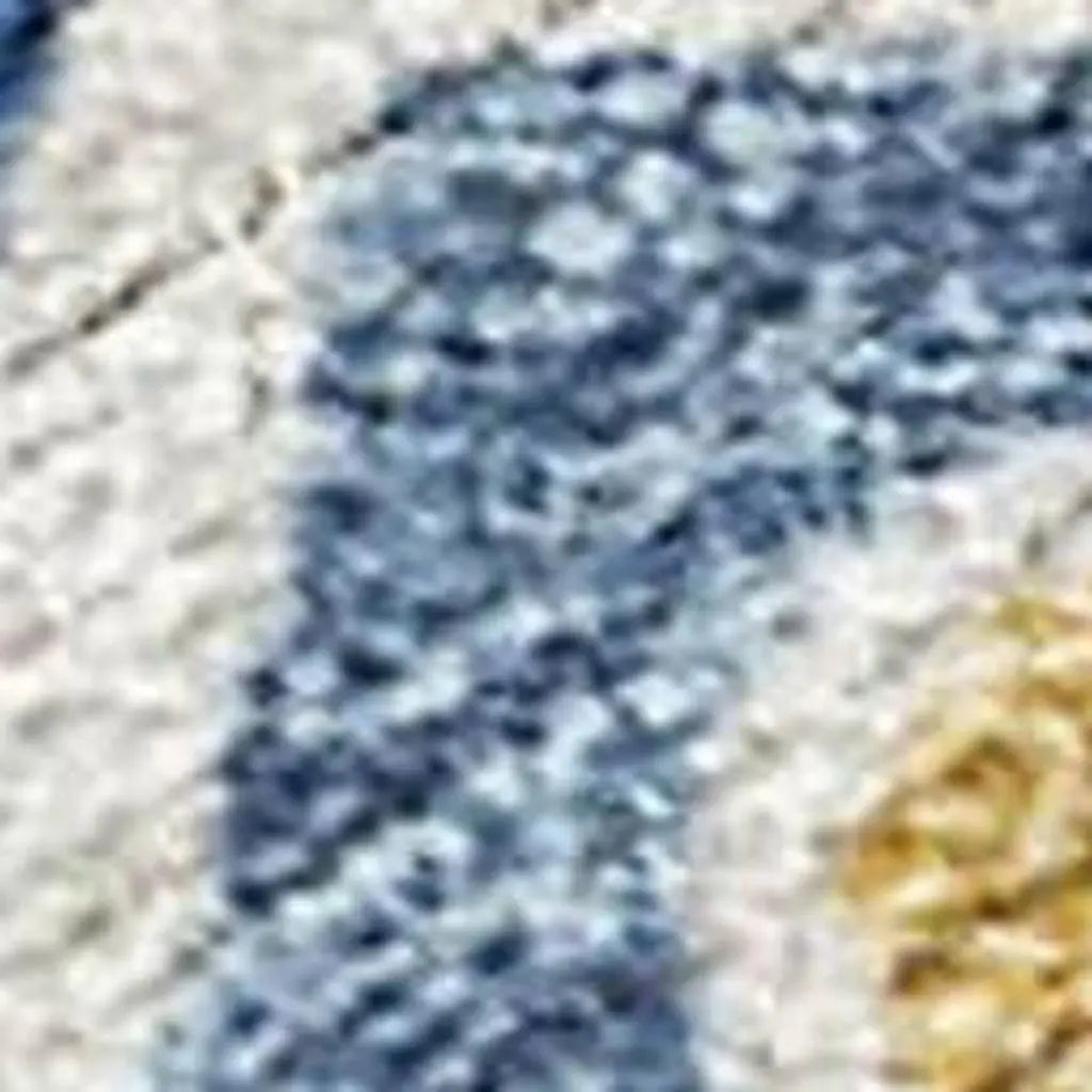 8' Navy Blue And Beige Round Tribal Washable Indoor Outdoor Area Rug Homeroots Outdoor