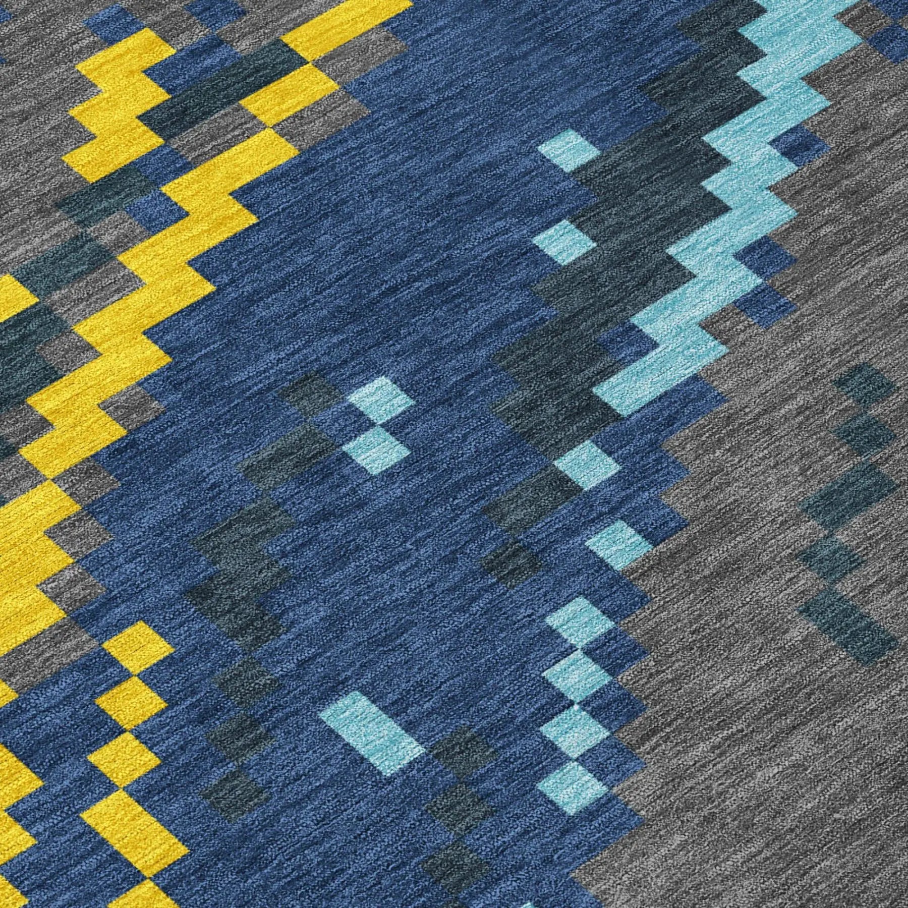 8' Navy Blue And Blue Round Abstract Washable Indoor Outdoor Area Rug Homeroots Outdoor