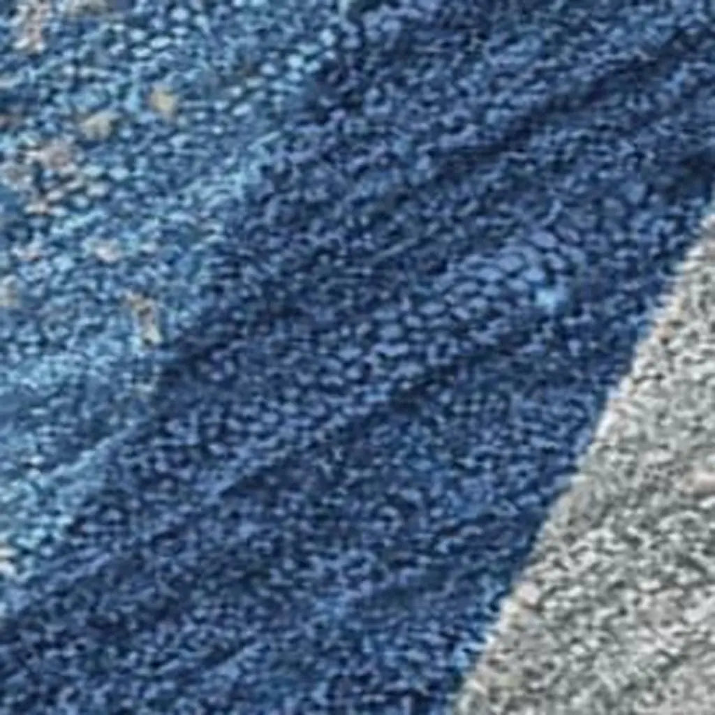 8' Navy Blue And Blue Round Abstract Washable Indoor Outdoor Area Rug Homeroots Outdoor