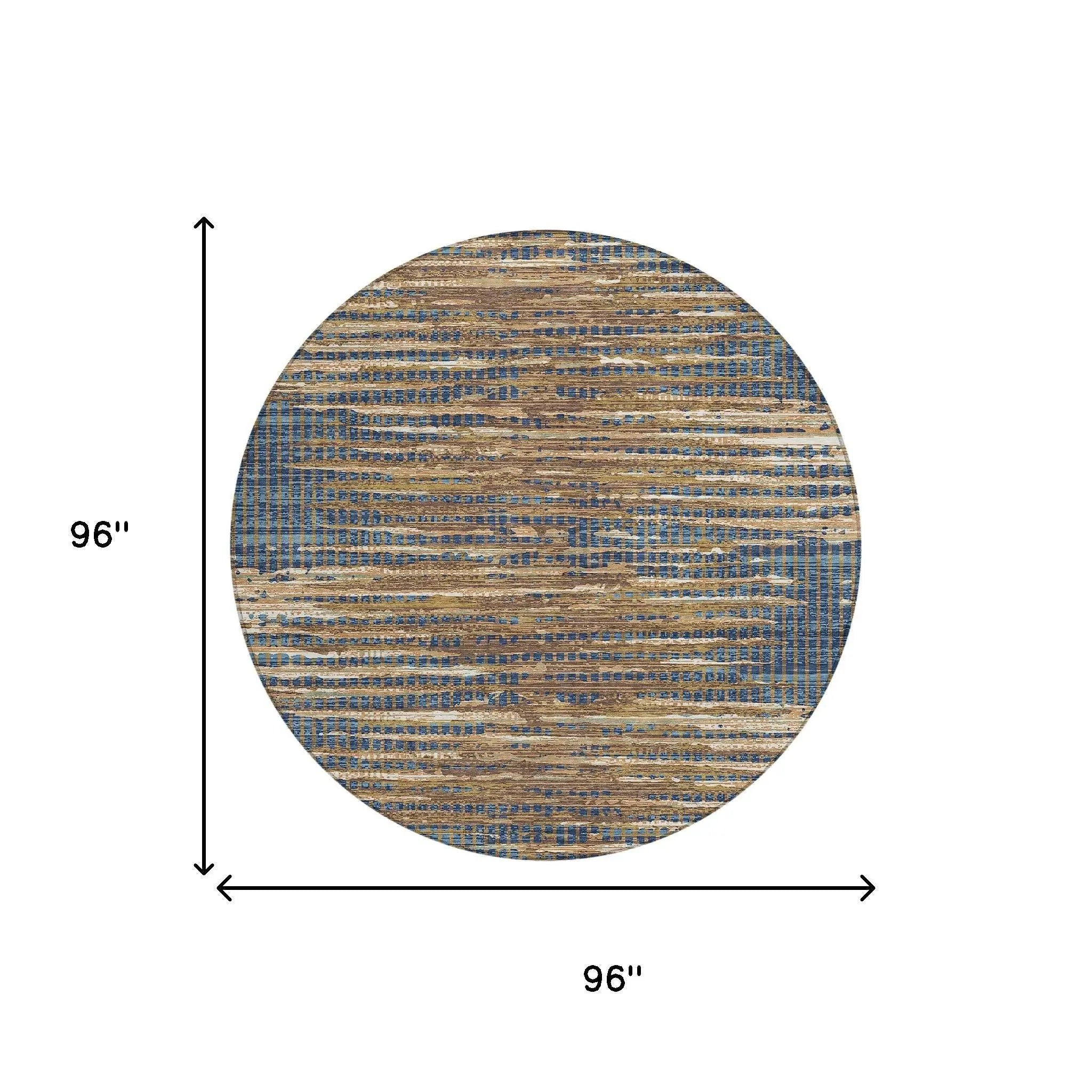 8' Navy Blue And Blue Round Abstract Washable Indoor Outdoor Area Rug Homeroots Outdoor