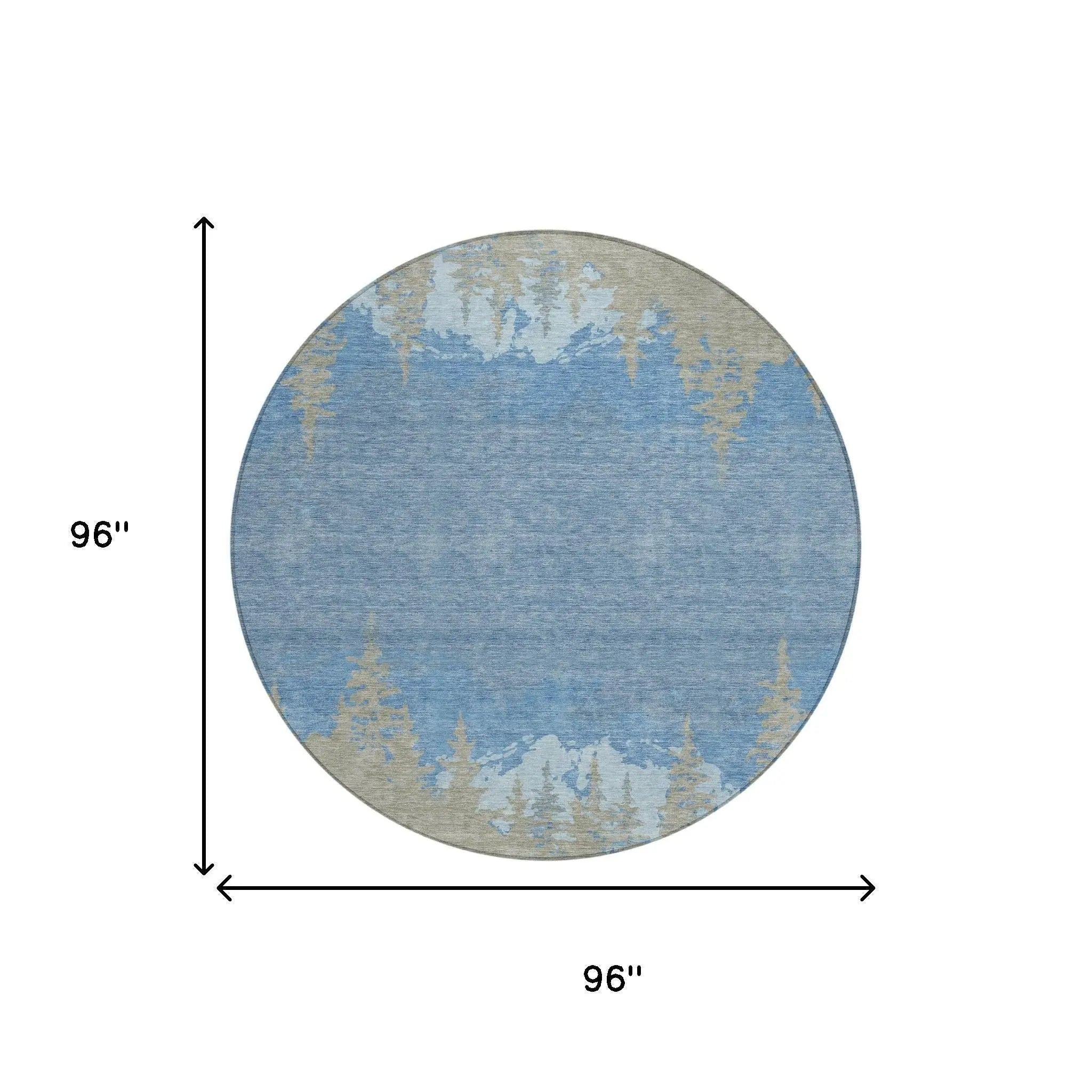 8' Navy Blue And Blue Round Floral Washable Indoor Outdoor Area Rug Homeroots Outdoor