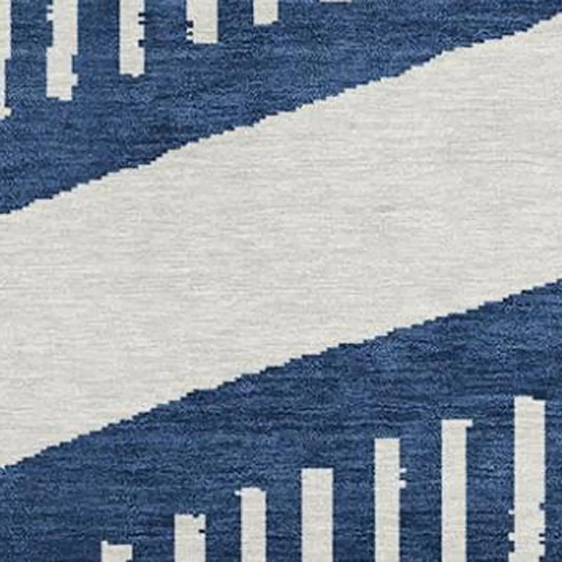 8' Navy Blue And Blue Round Geometric Washable Indoor Outdoor Area Rug Homeroots Outdoor