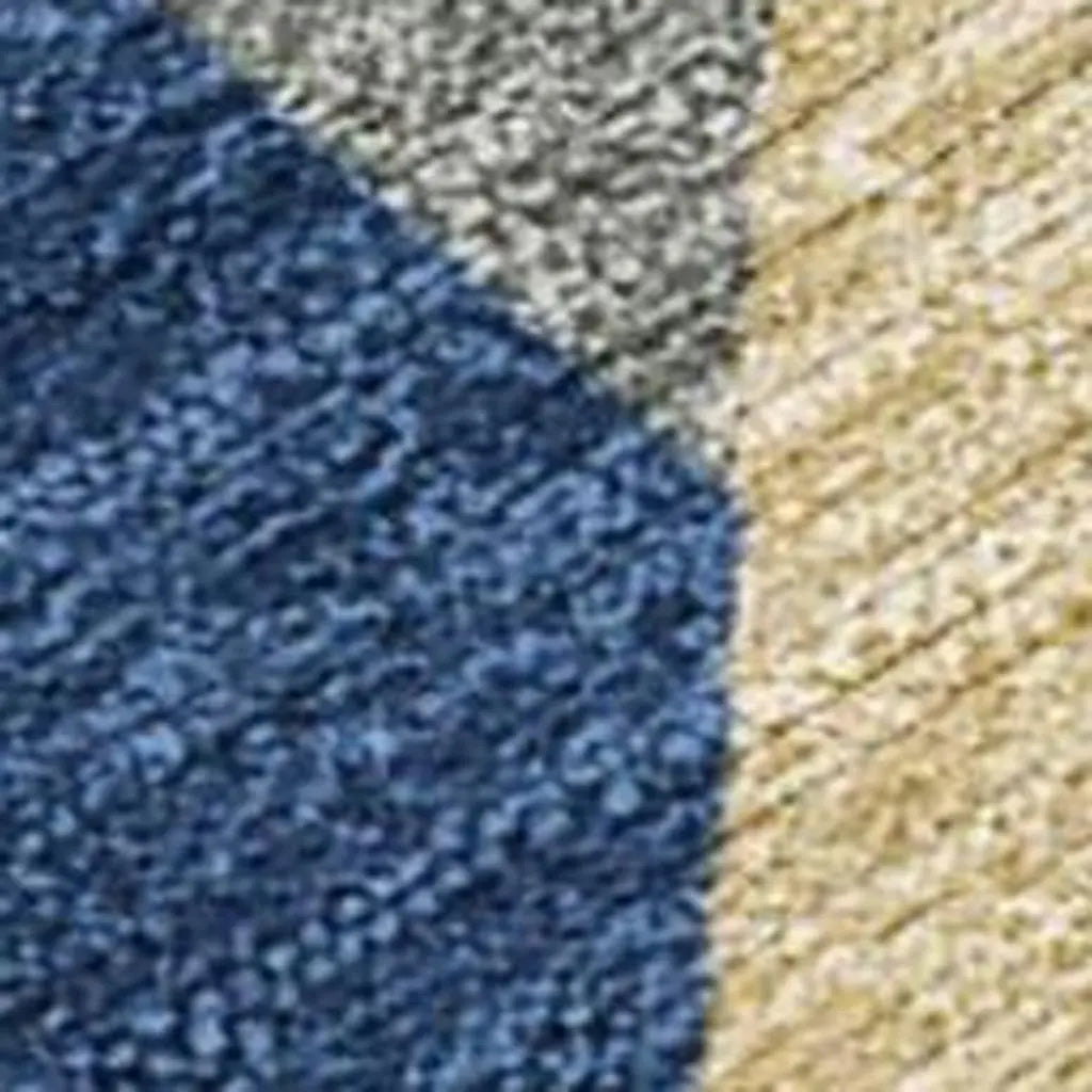 8' Navy Blue And Blue Round Geometric Washable Indoor Outdoor Area Rug Homeroots Outdoor