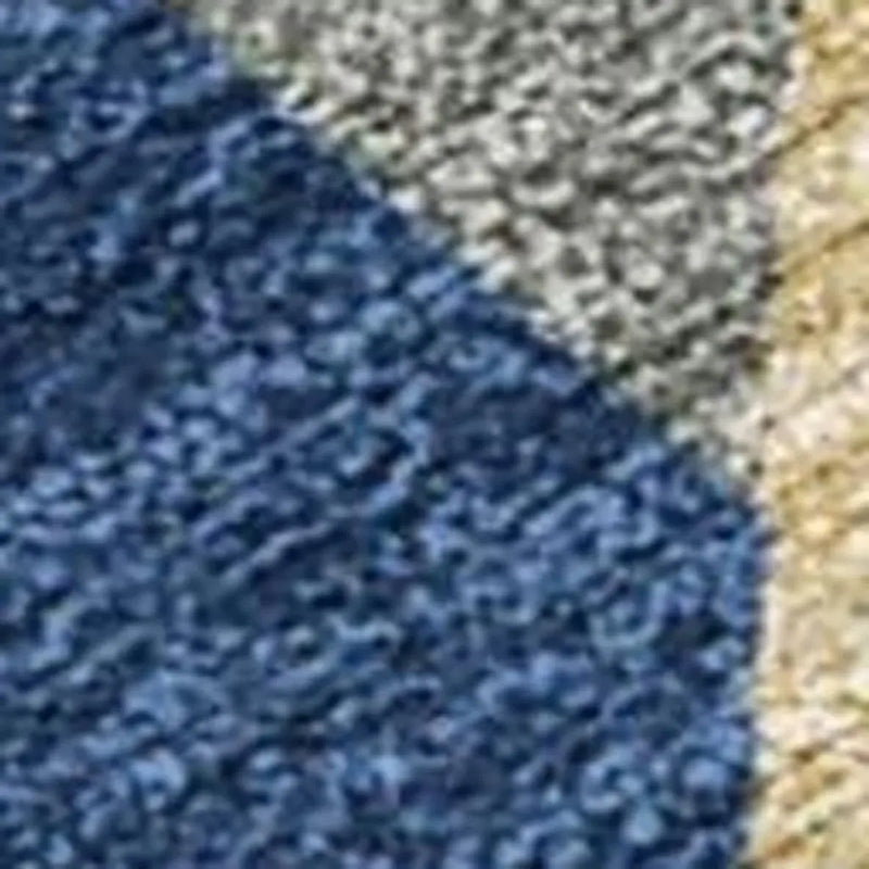 8' Navy Blue And Blue Round Geometric Washable Indoor Outdoor Area Rug Homeroots Outdoor