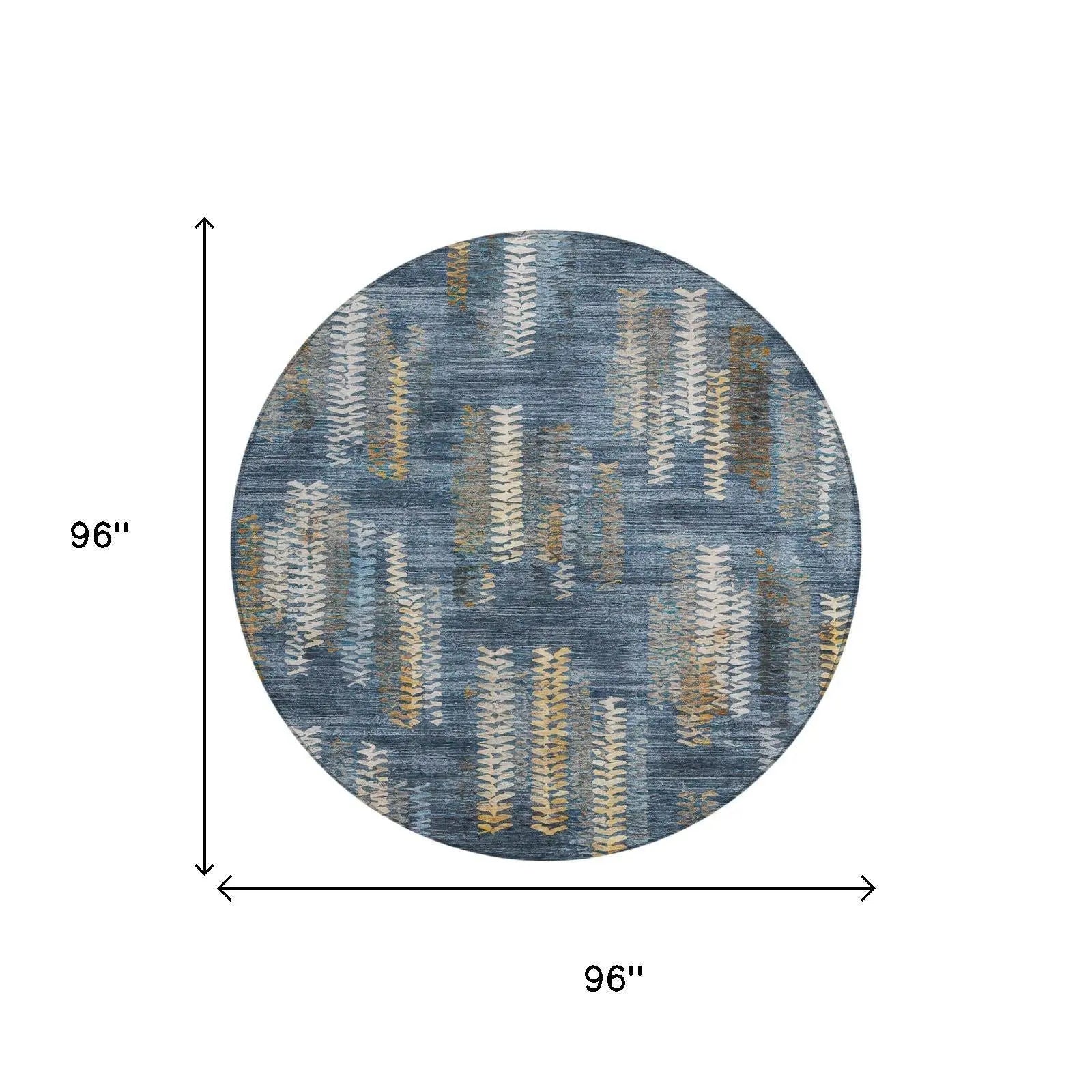 8' Navy Blue And Blue Round Striped Washable Indoor Outdoor Area Rug Homeroots Outdoor