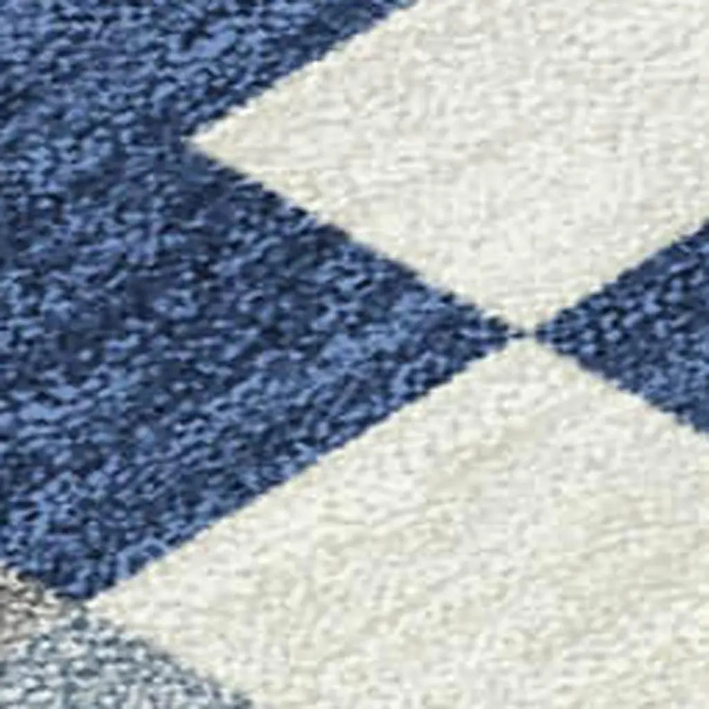 8' Navy Blue And Brown Round Patchwork Washable Indoor Outdoor Area Rug Homeroots Outdoor