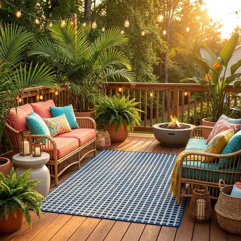 8' Navy Blue And Ivory Round Striped Washable Indoor Outdoor Area Rug Homeroots Outdoor