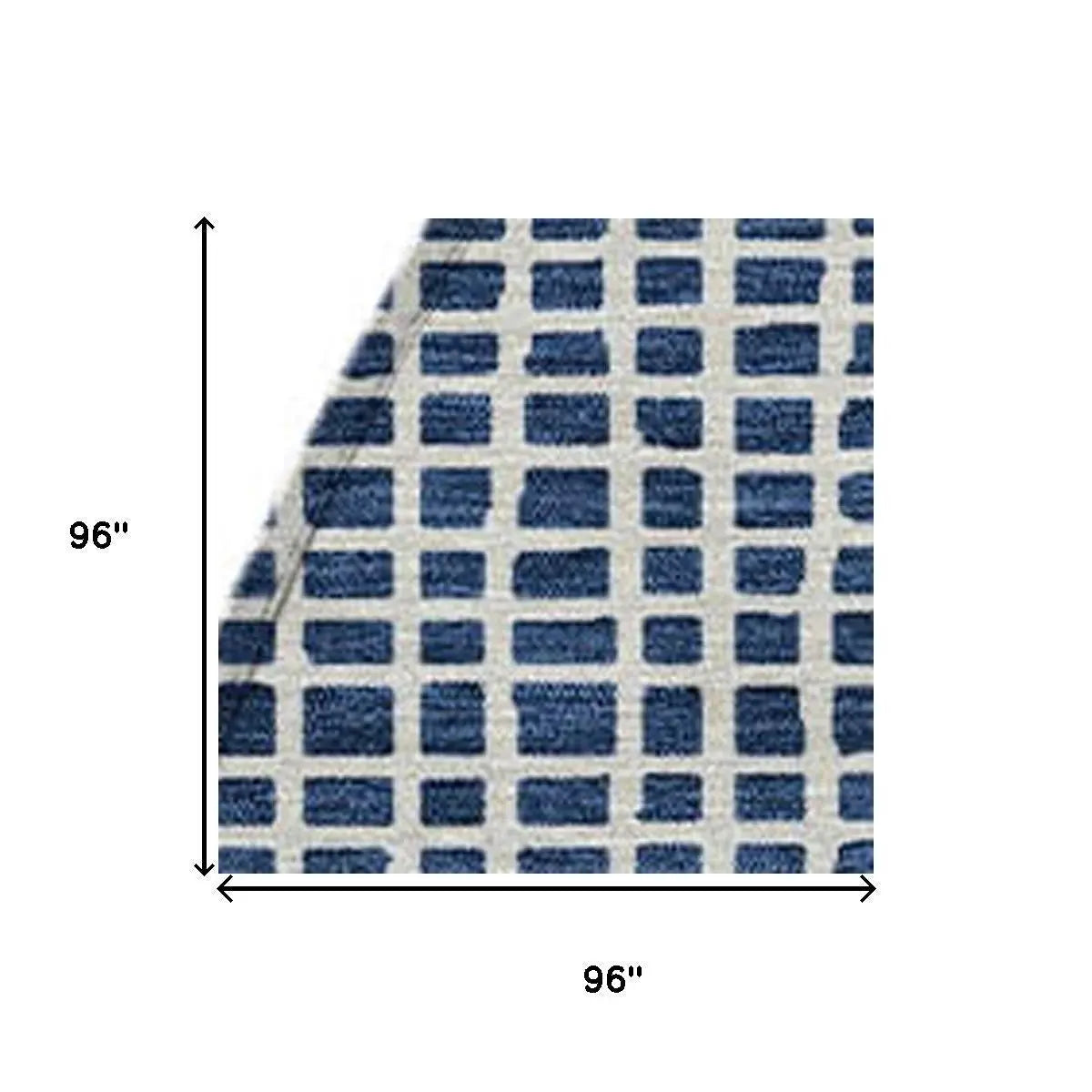 8' Navy Blue And Ivory Round Striped Washable Indoor Outdoor Area Rug Homeroots Outdoor