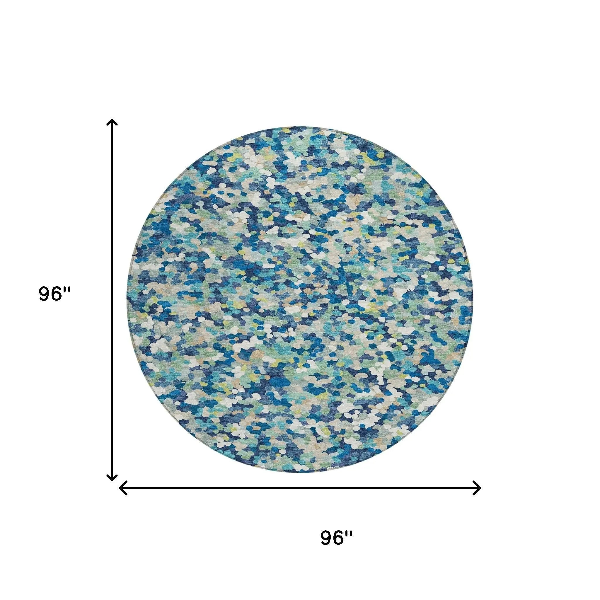 8' Navy Blue And Sky Blue Round Geometric Washable Indoor Outdoor Area Rug Homeroots Outdoor