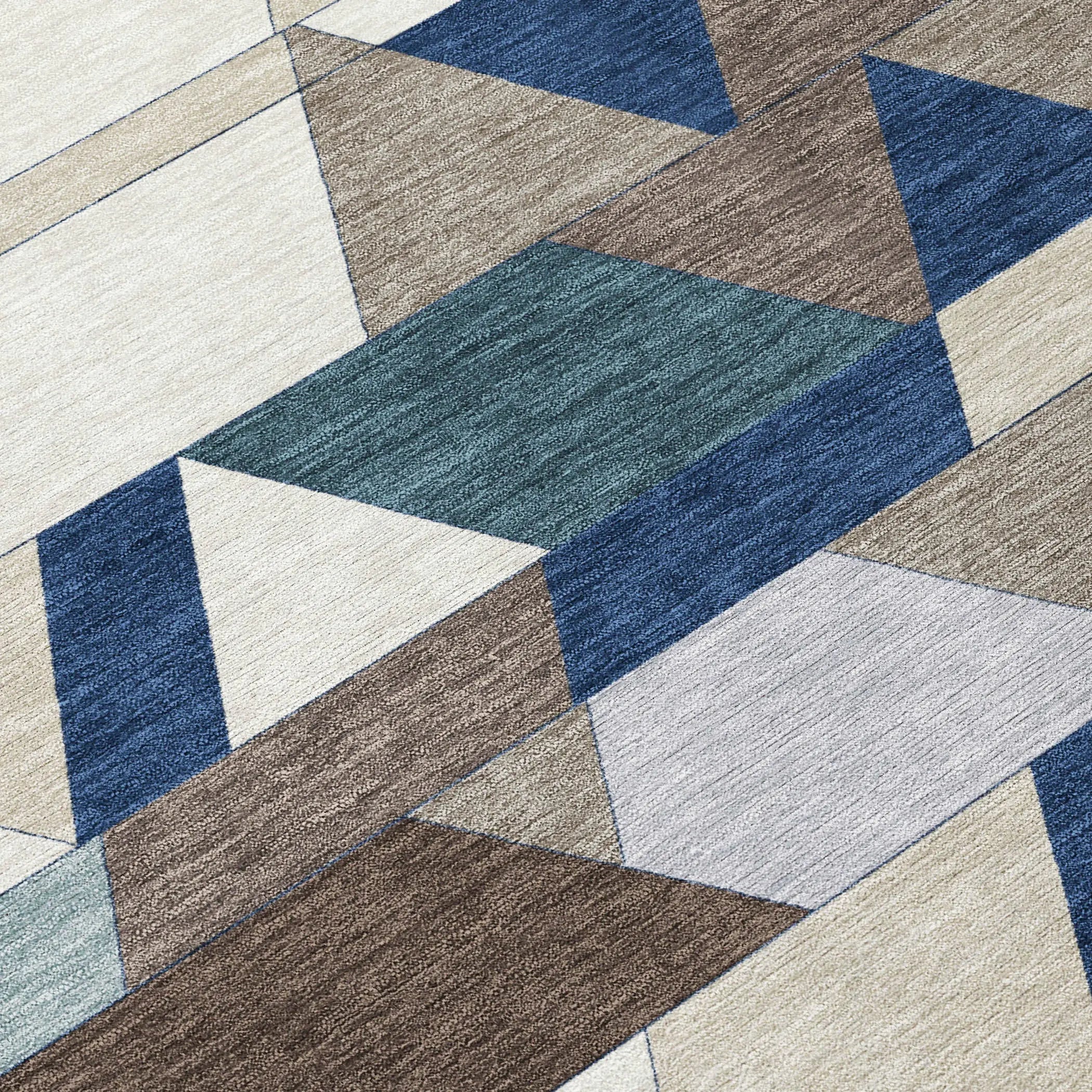 8' Navy Blue And Teal Blue Round Geometric Washable Indoor Outdoor Area Rug Homeroots Outdoor