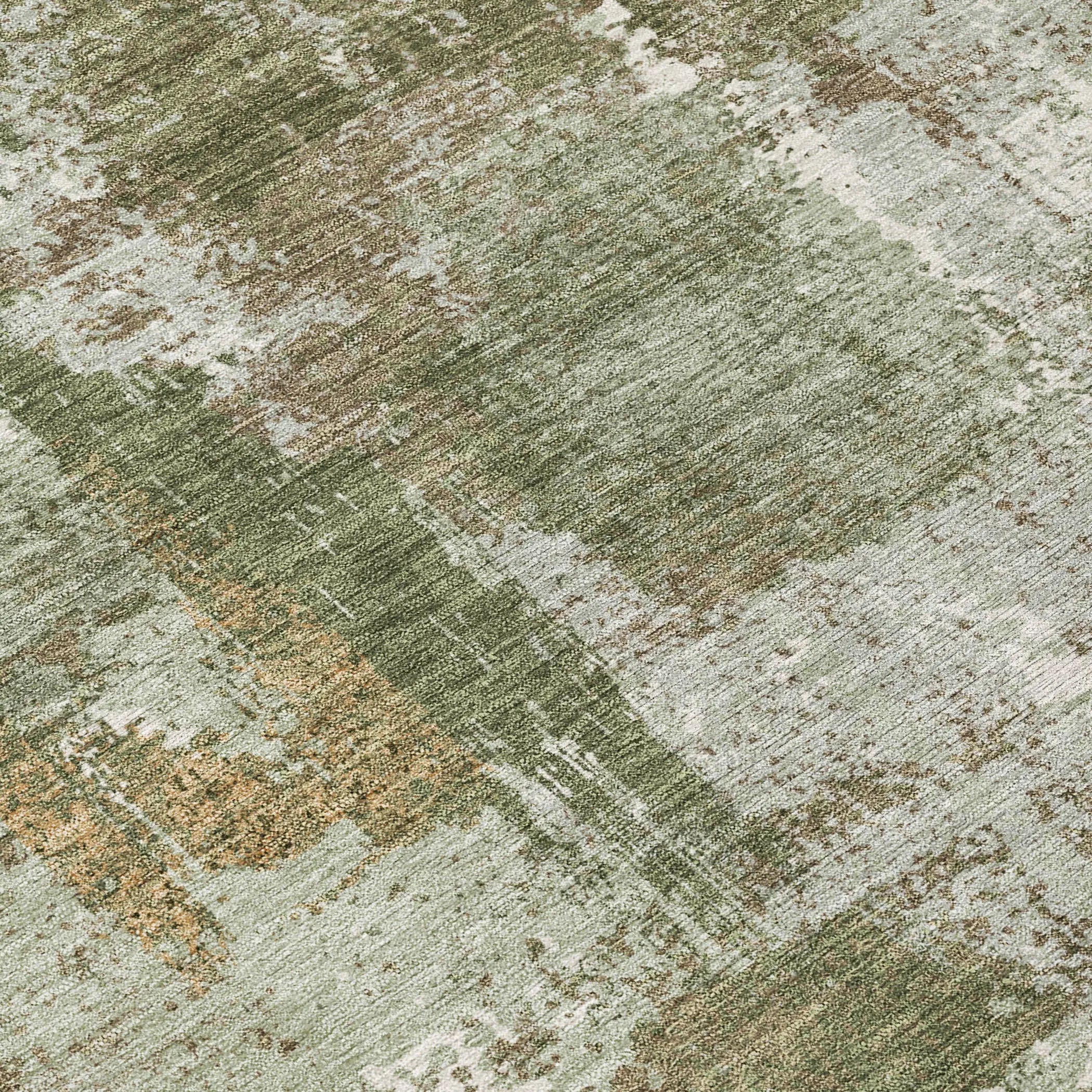 8' Olive Green And Beige Round Abstract Washable Indoor Outdoor Area Rug Homeroots Outdoor