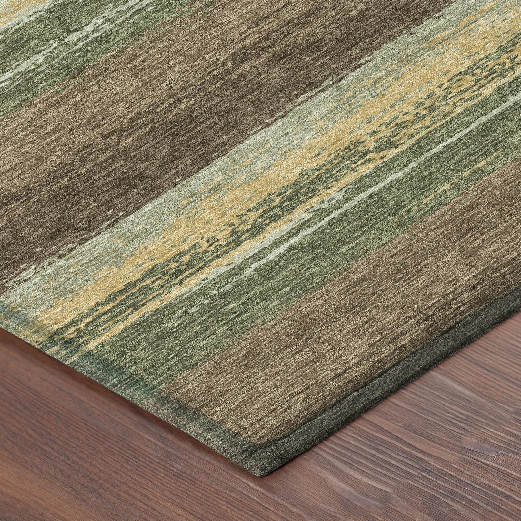 8' Olive Green And Blue Round Striped Washable Indoor Outdoor Area Rug Homeroots Outdoor