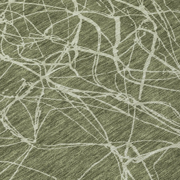 8' Olive Green And Green Round Abstract Washable Indoor Outdoor Area Rug Homeroots Outdoor
