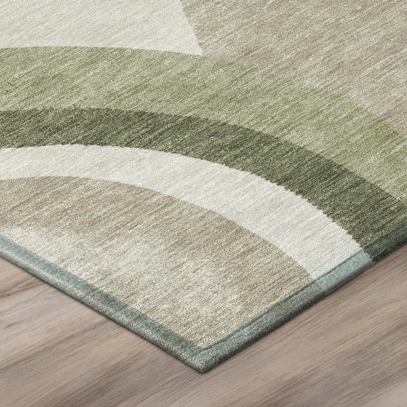 8' Olive Green And Green Round Abstract Washable Indoor Outdoor Area Rug Homeroots Outdoor