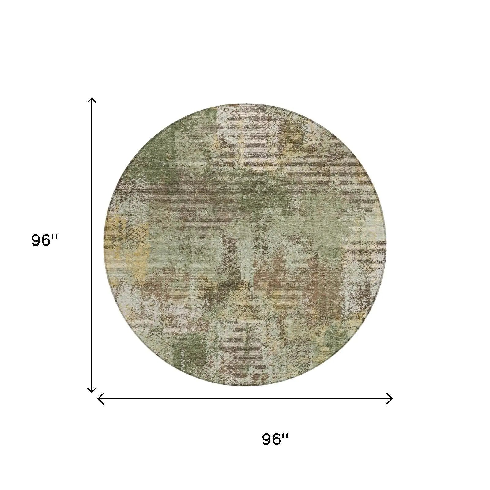 8' Olive Green And Green Round Abstract Washable Indoor Outdoor Area Rug Homeroots Outdoor