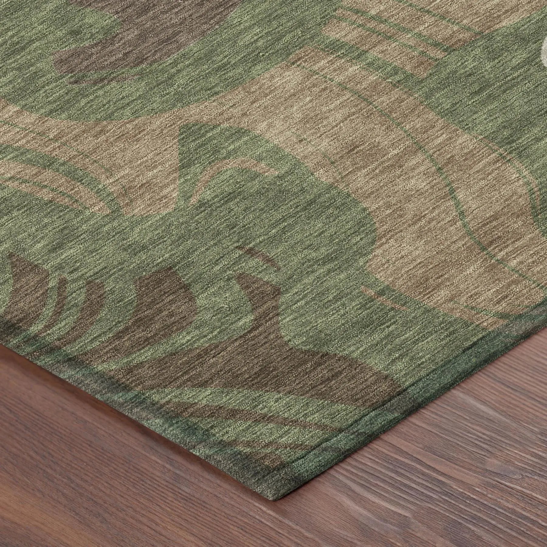 8' Olive Green And Green Round Abstract Washable Indoor Outdoor Area Rug Homeroots Outdoor