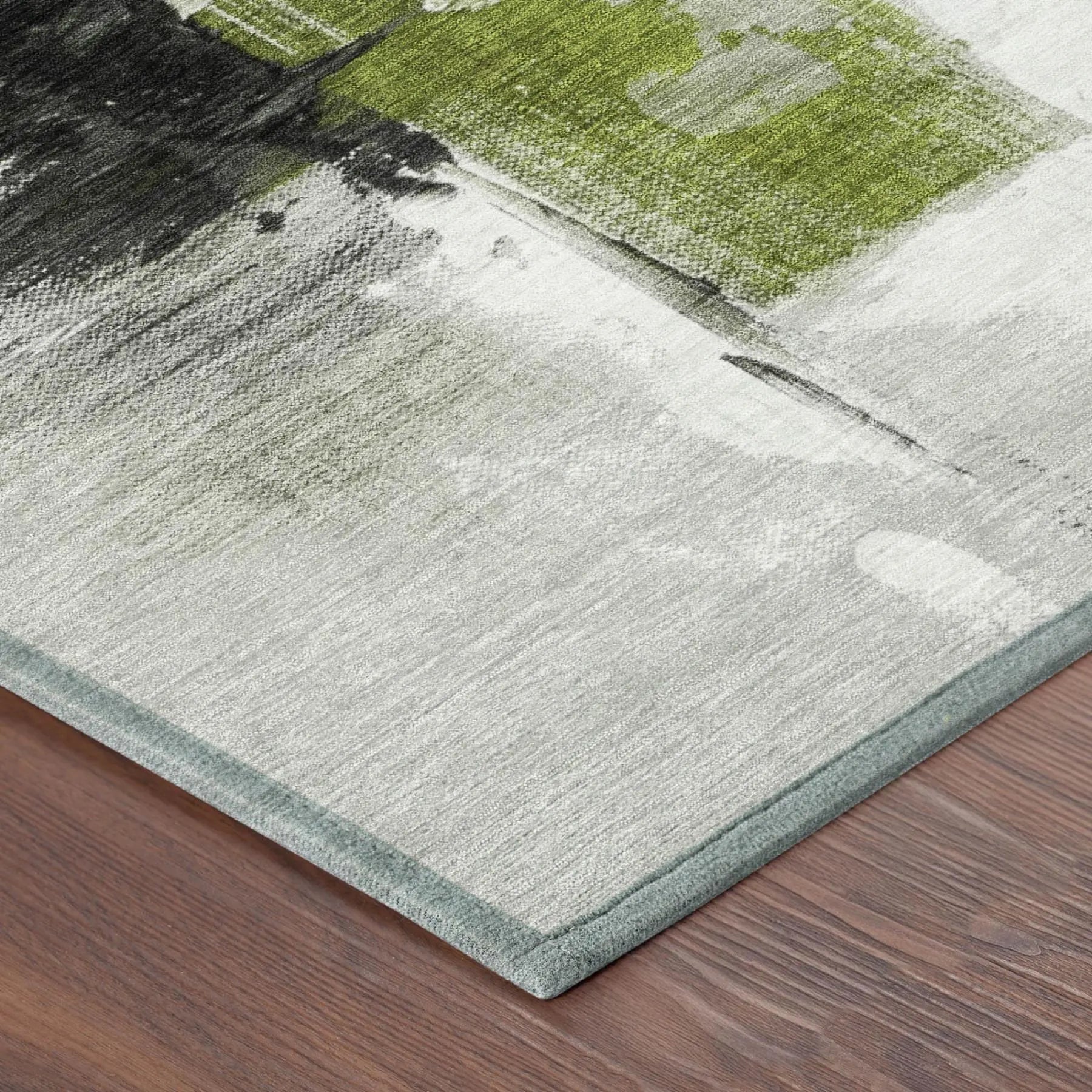8' Olive Green And Green Round Abstract Washable Indoor Outdoor Area Rug Homeroots Outdoor