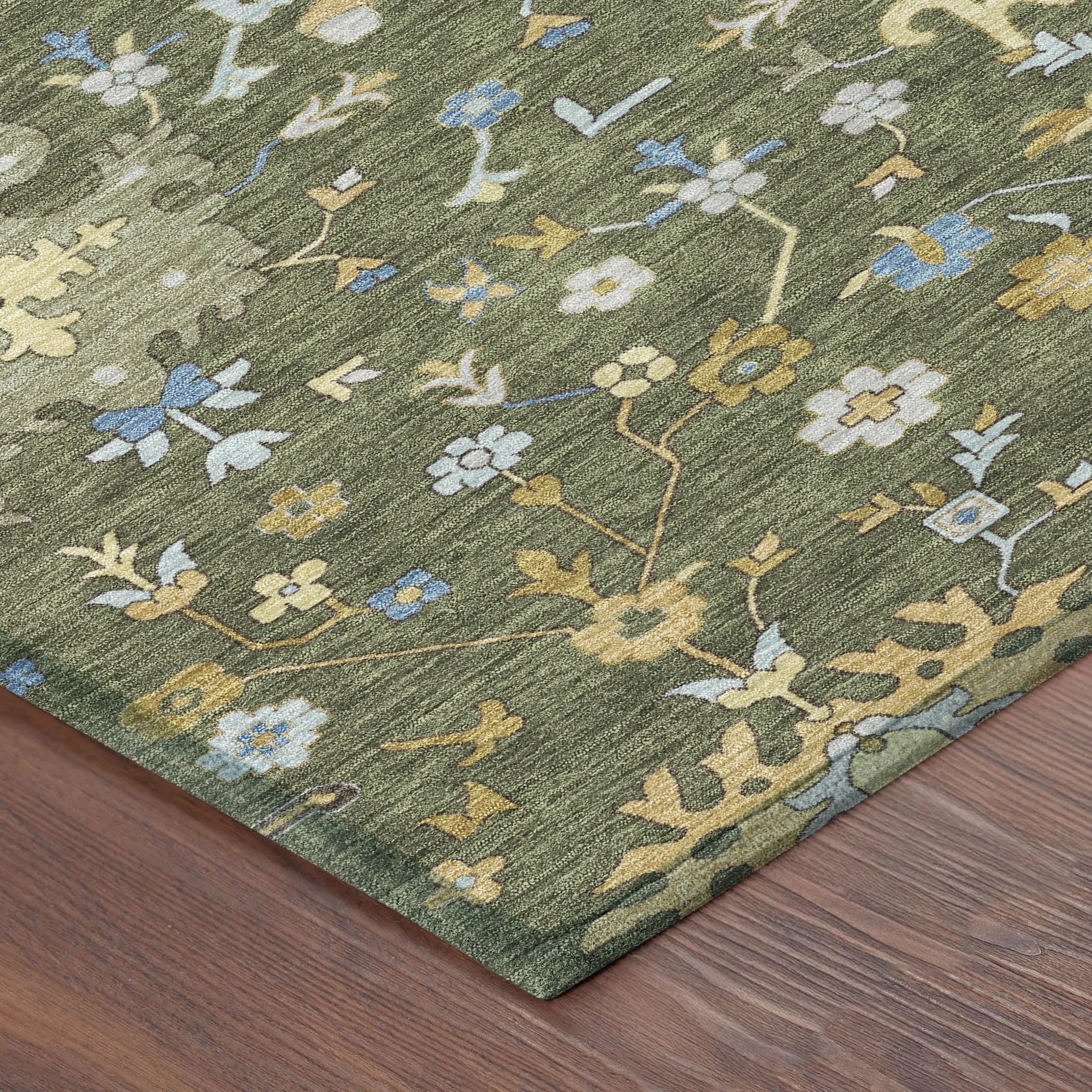 8' Olive Green And Green Round Faux Bois Washable Indoor Outdoor Area Rug Homeroots Outdoor