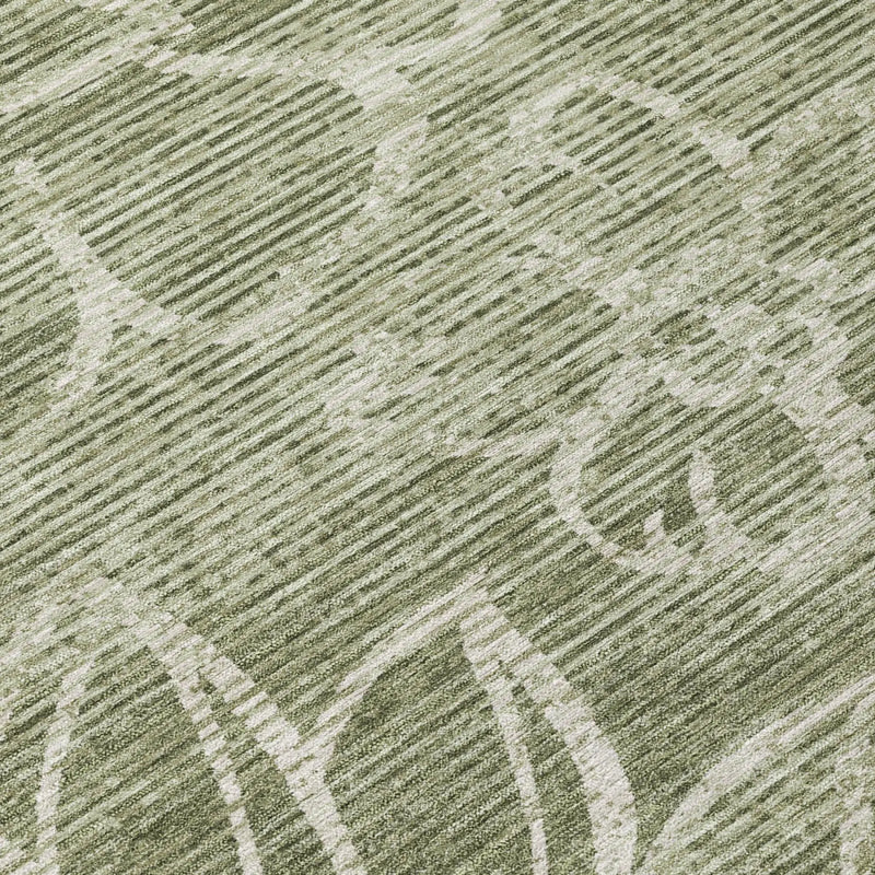 8' Olive Green And Green Round Floral Washable Indoor Outdoor Area Rug Homeroots Outdoor