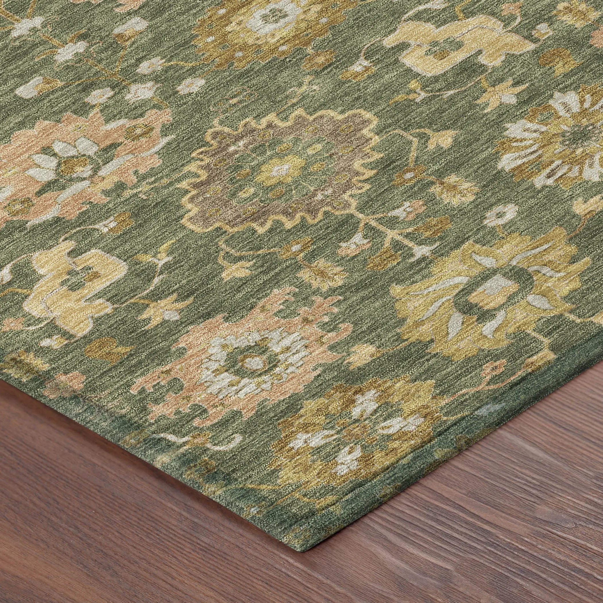8' Olive Green And Green Round Geometric Washable Indoor Outdoor Area Rug Homeroots Outdoor