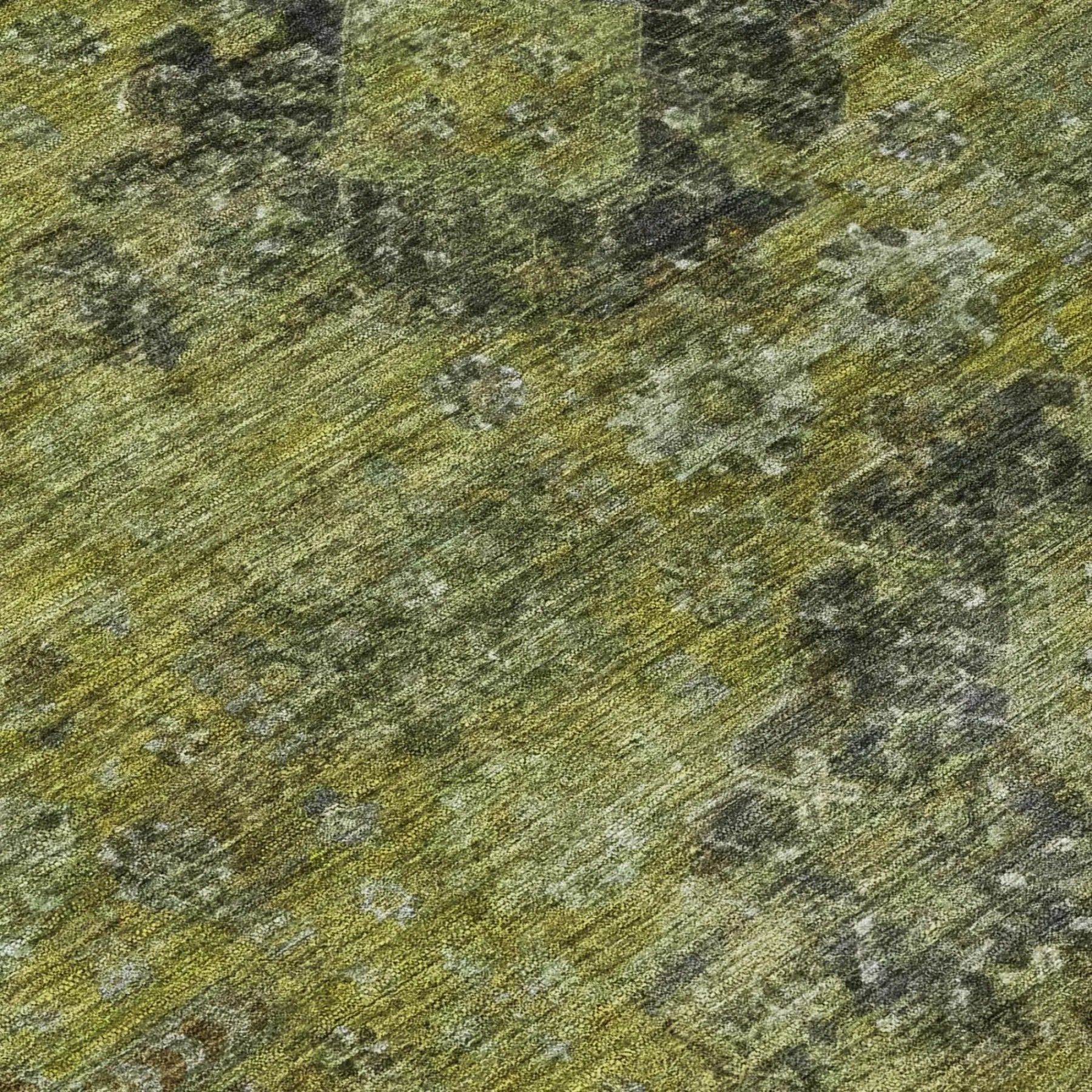 8' Olive Green And Green Round Oriental Washable Indoor Outdoor Area Rug Homeroots Outdoor