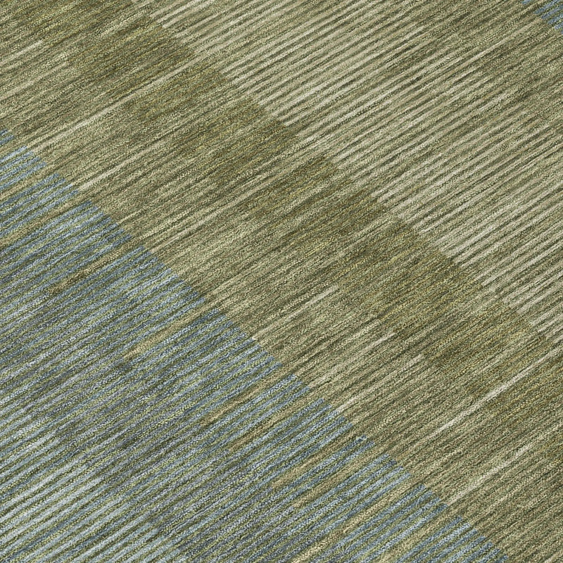 8' Olive Green And Green Round Striped Washable Indoor Outdoor Area Rug Homeroots Outdoor