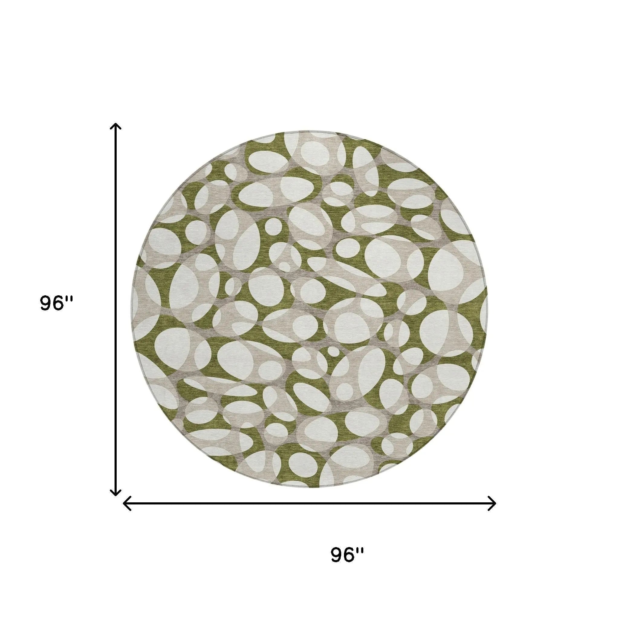 8' Olive Green And Linen Round Abstract Washable Indoor Outdoor Area Rug Homeroots Outdoor
