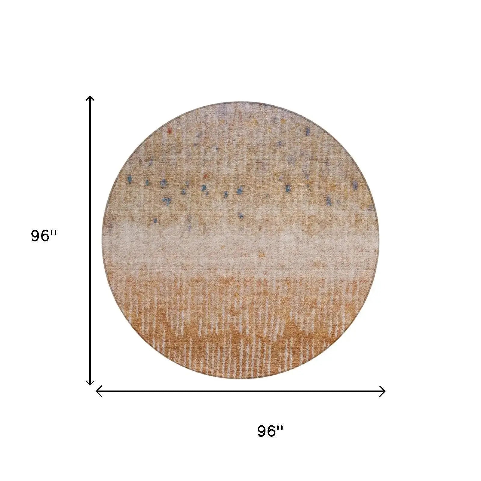 8' Orange And Beige Round Abstract Washable Indoor Outdoor Area Rug Homeroots Outdoor
