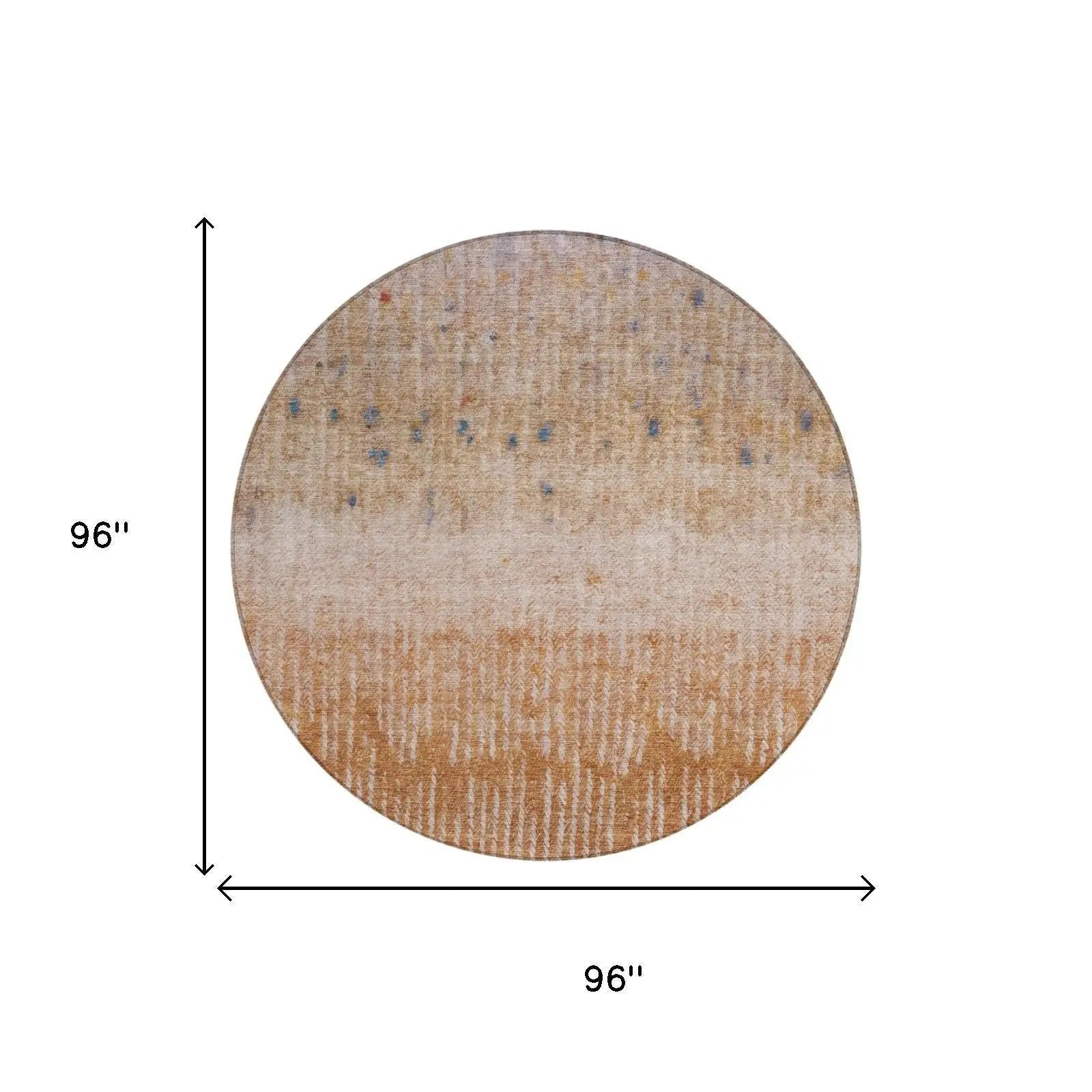 8' Orange And Beige Round Abstract Washable Indoor Outdoor Area Rug Homeroots Outdoor