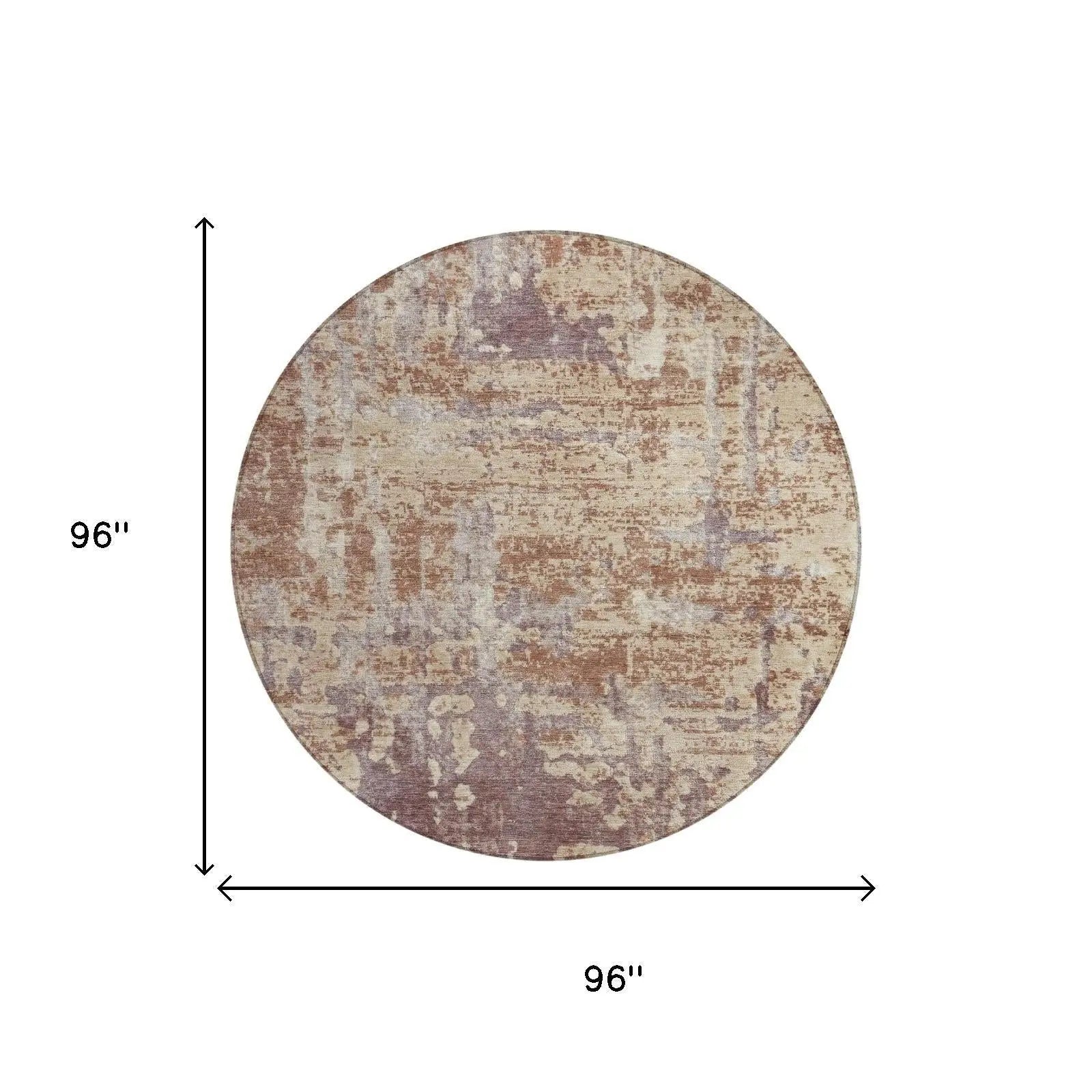 8' Orange And Beige Round Abstract Washable Indoor Outdoor Area Rug Homeroots Outdoor