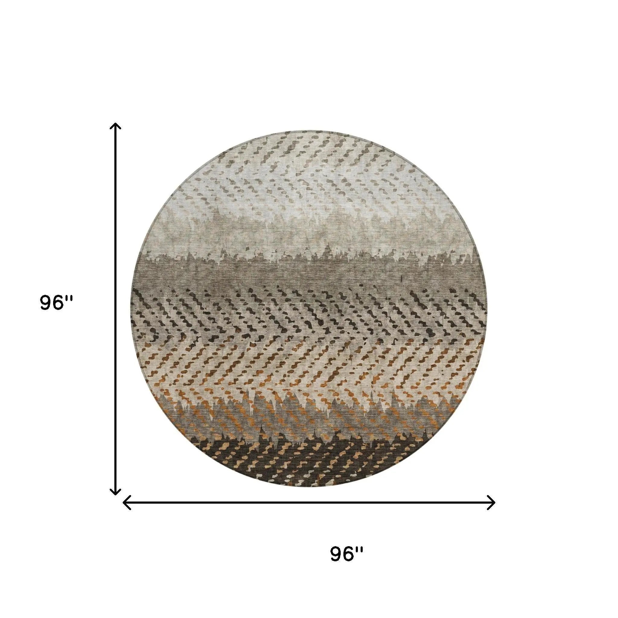 8' Orange And Beige Round Striped Washable Indoor Outdoor Area Rug Homeroots Outdoor