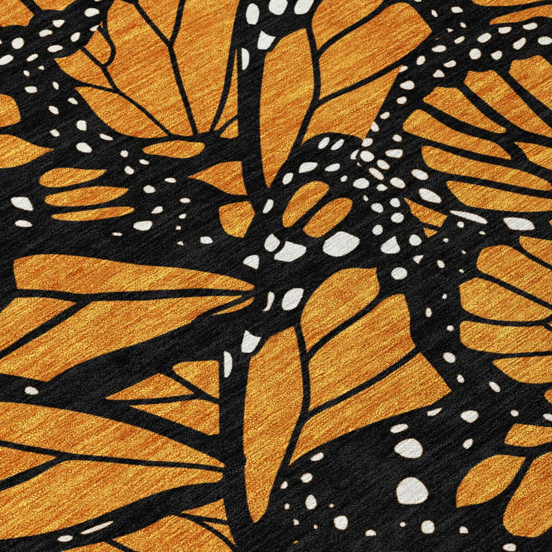 8' Orange And Black Round Animal Print Washable Indoor Outdoor Area Rug Homeroots Outdoor