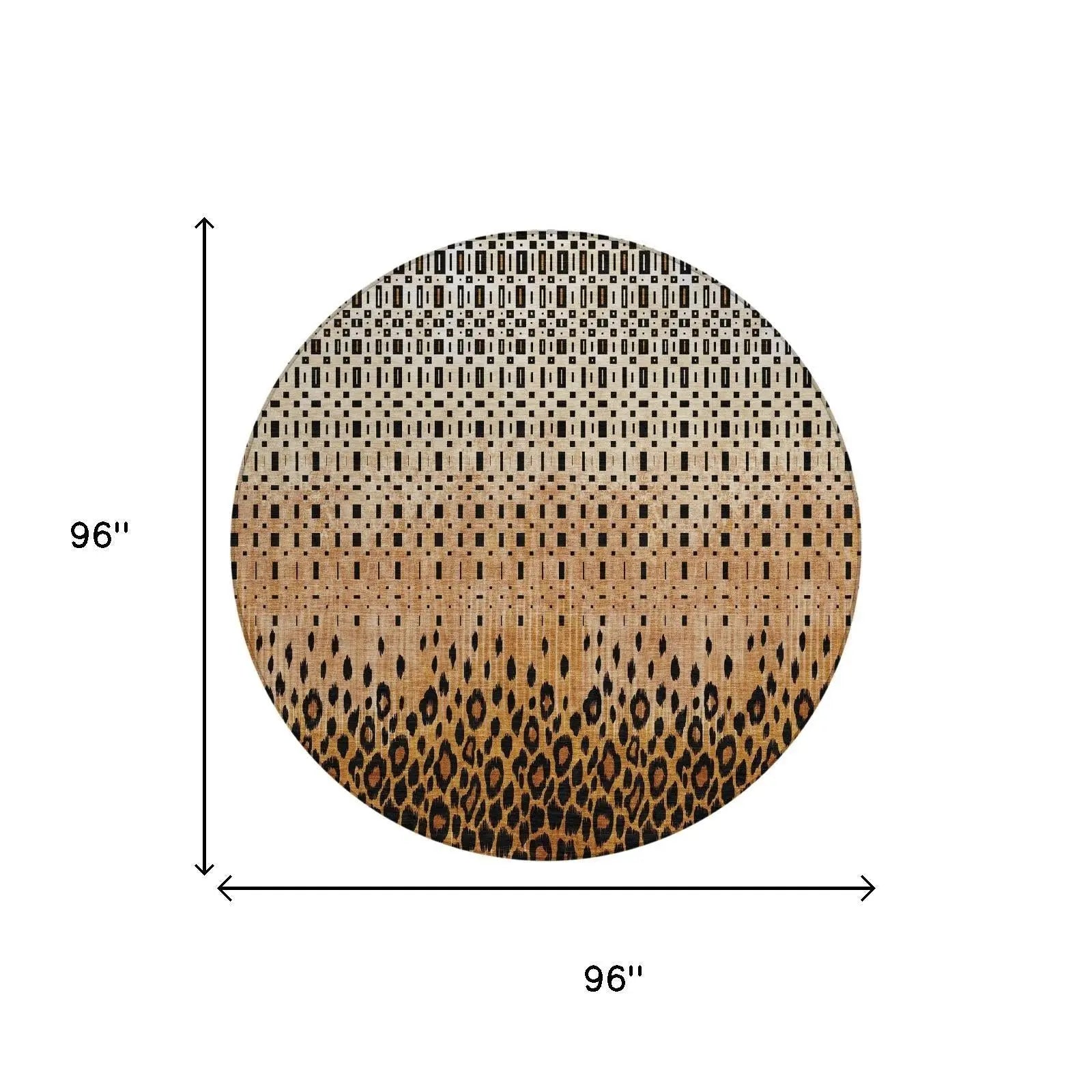 8' Orange And Black Round Geometric Washable Indoor Outdoor Area Rug Homeroots Outdoor