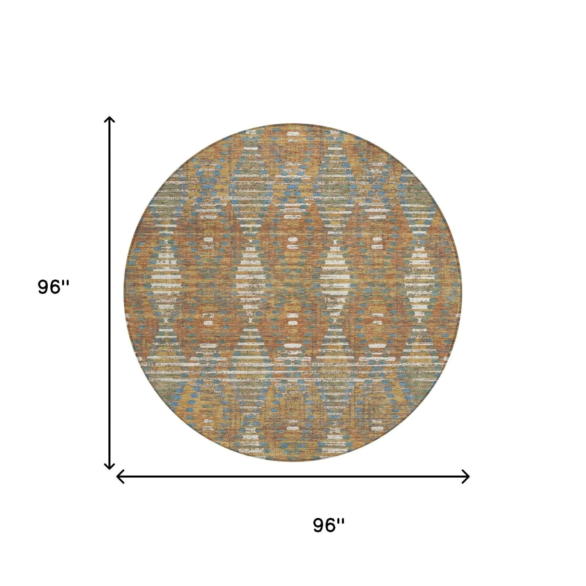 8' Orange And Brown Round Floral Medallion Washable Indoor Outdoor Area Rug Homeroots Outdoor