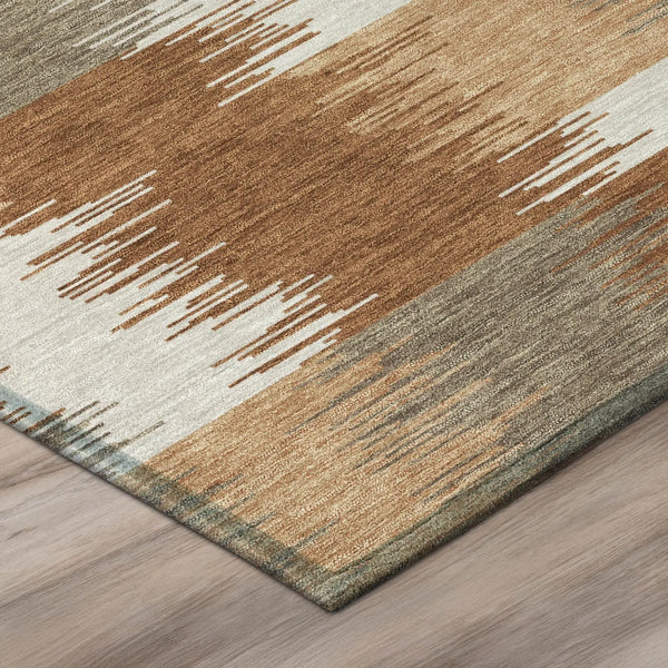 8' Orange And Brown Round Geometric Washable Indoor Outdoor Area Rug Homeroots Outdoor