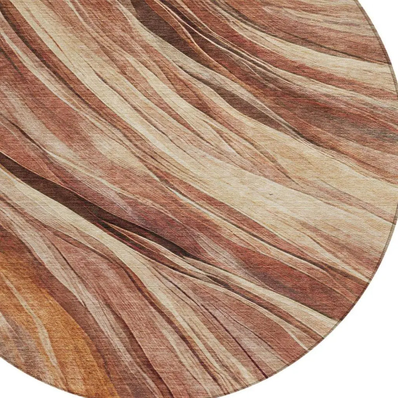 8' Orange And Burgundy Round Abstract Washable Indoor Outdoor Area Rug Homeroots Outdoor