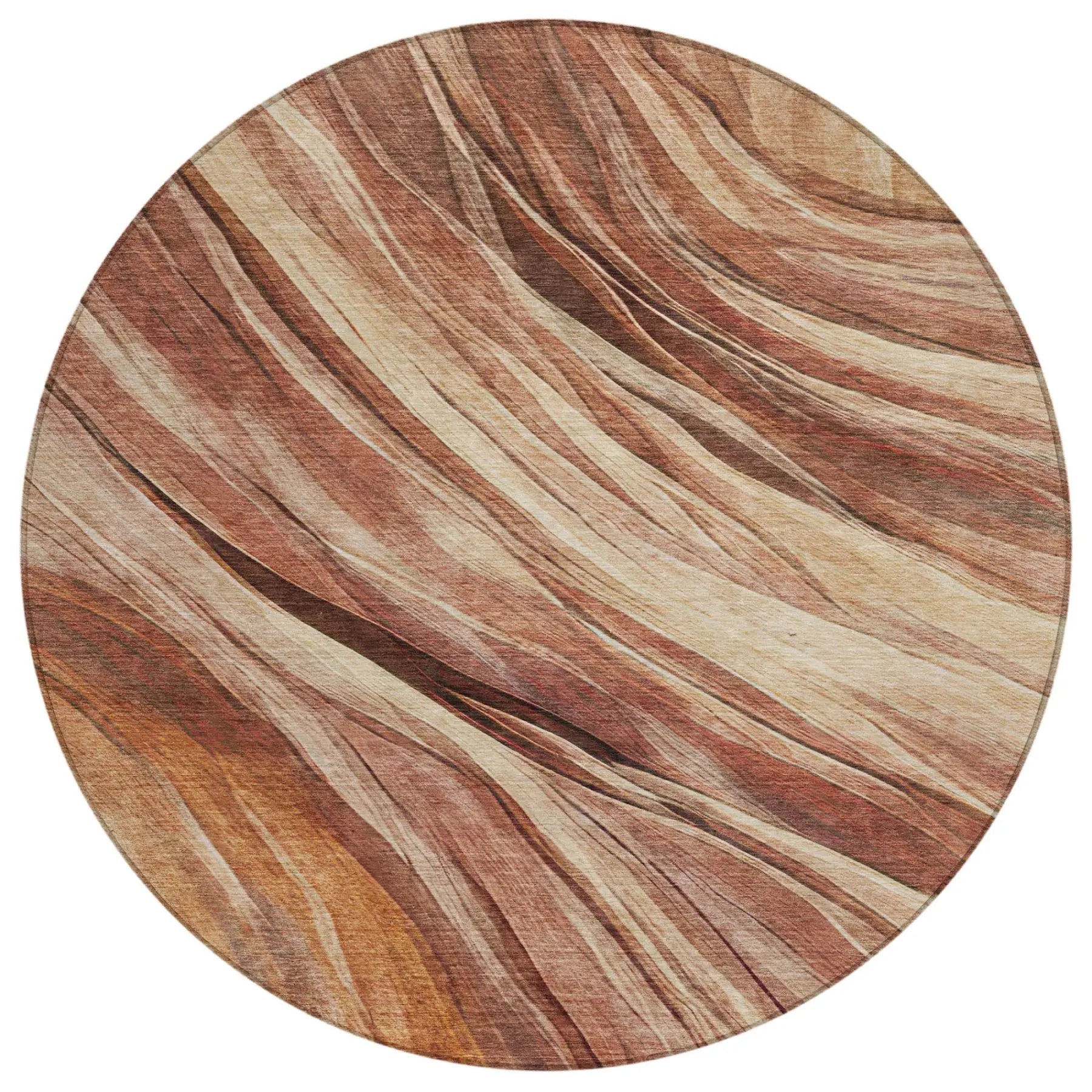 8' Orange And Burgundy Round Abstract Washable Indoor Outdoor Area Rug Homeroots Outdoor