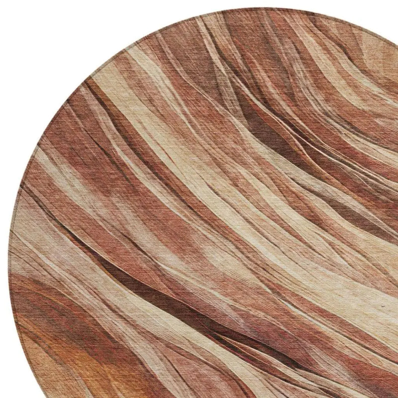 8' Orange And Burgundy Round Abstract Washable Indoor Outdoor Area Rug Homeroots Outdoor