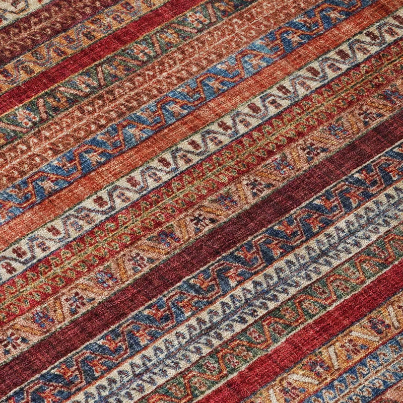 8' Orange And Burgundy Round Striped Washable Indoor Outdoor Area Rug Homeroots Outdoor