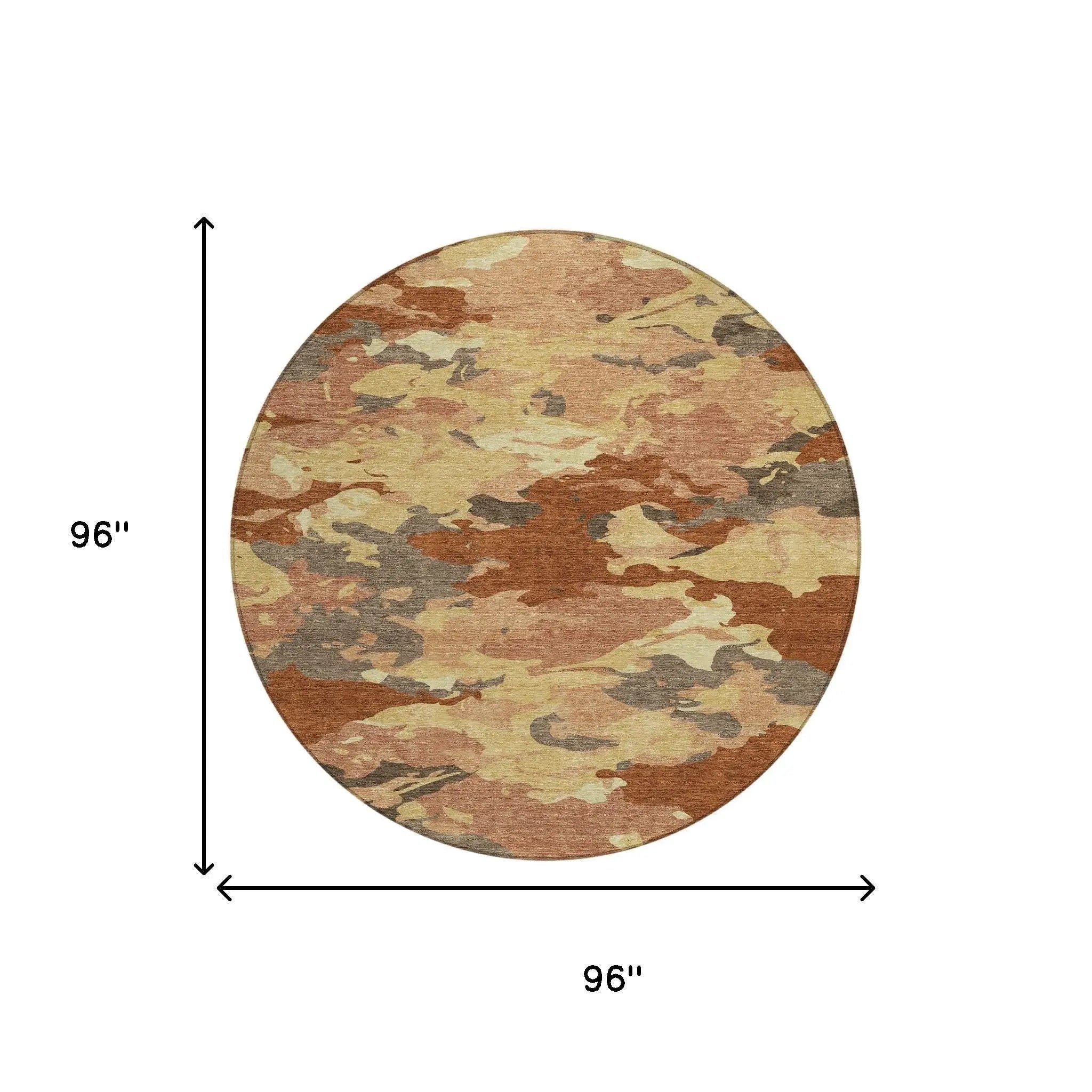 8' Orange And Copper Round Abstract Washable Indoor Outdoor Area Rug Homeroots Outdoor