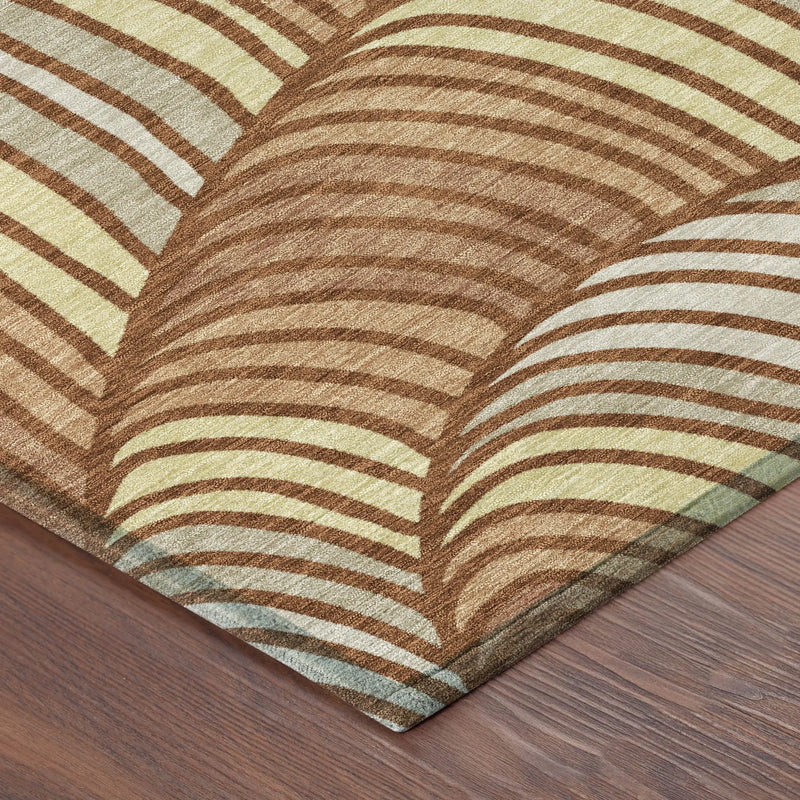 8' Orange And Copper Round Abstract Washable Indoor Outdoor Area Rug Homeroots Outdoor