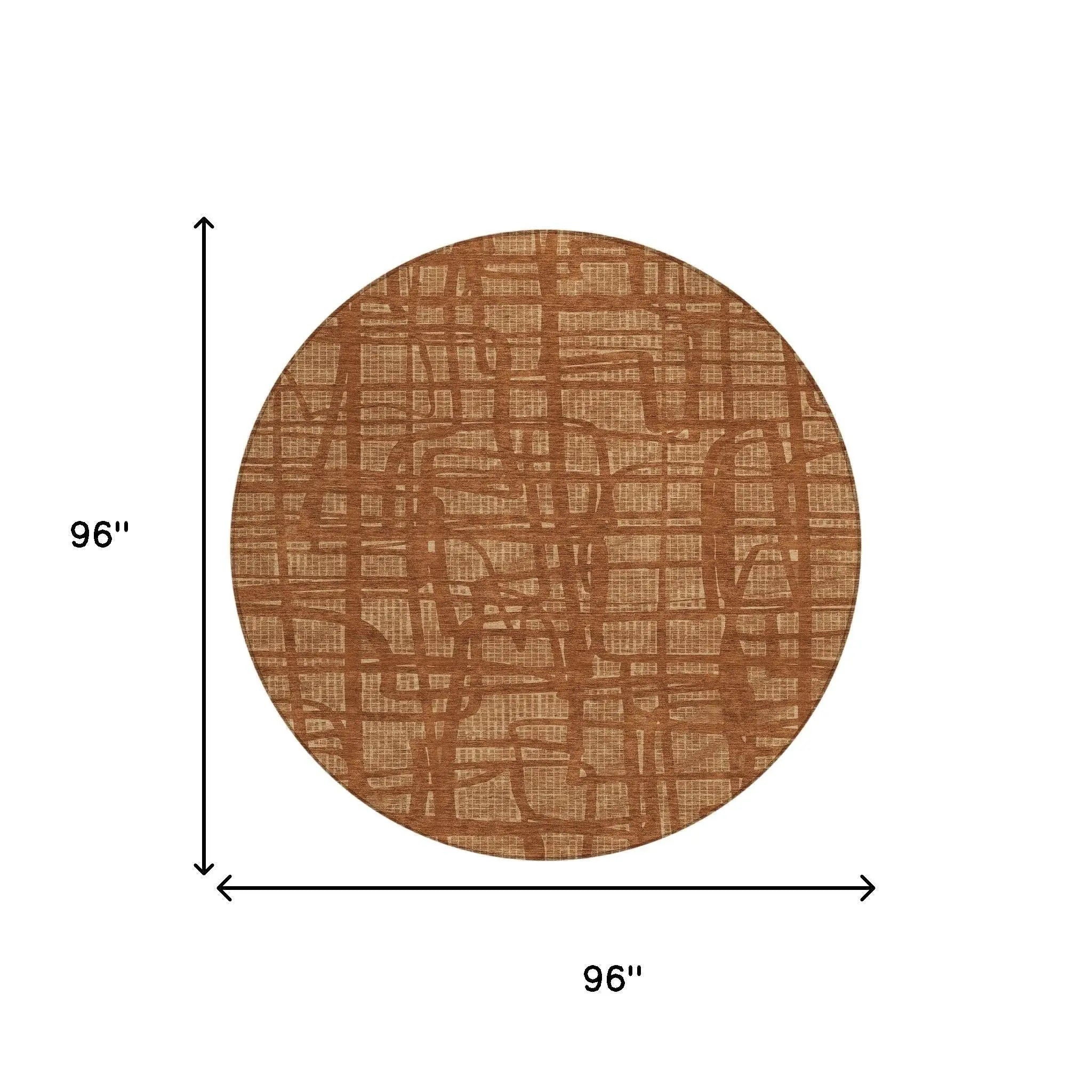 8' Orange And Copper Round Abstract Washable Indoor Outdoor Area Rug Homeroots Outdoor